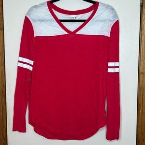Small PINK Victorias Secret Long Sleeve V Neck Red White NEVER WORN